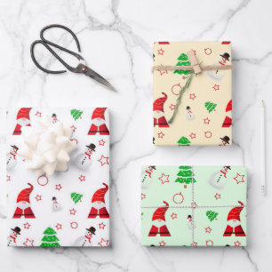 Snowman And Santa Claus Wrapping Paper Sheet