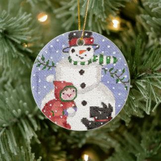 Snowman and Scotty ornament