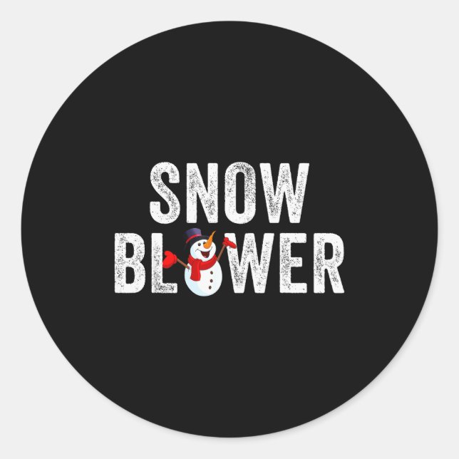 Snowman And Snow Blower Couples Matching Christmas Classic Round Sticker (Front)