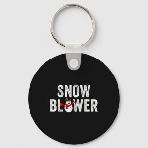 Snowman And Snow Blower Couples Matching Christmas Keychain
