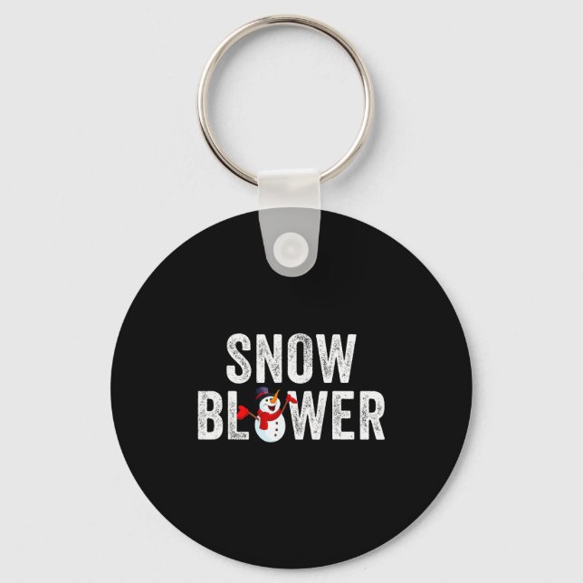 Snowman And Snow Blower Couples Matching Christmas Keychain (Front)
