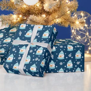 Snowman And Snow Flakes Pattern  Wrapping Paper