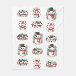 Snowman and Snow-woman Fleece Blanket