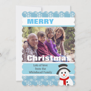 Snowman and Snowflakes Custom Photo Holiday Card