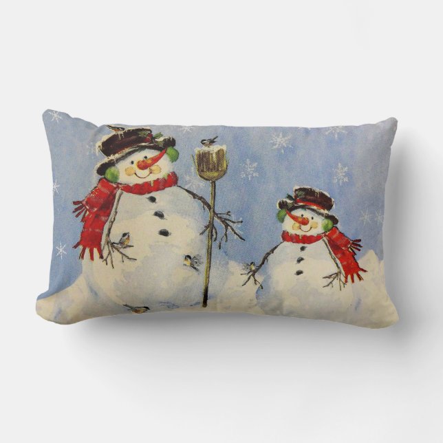 Snowman and Son Lumbar Pillow (Front)