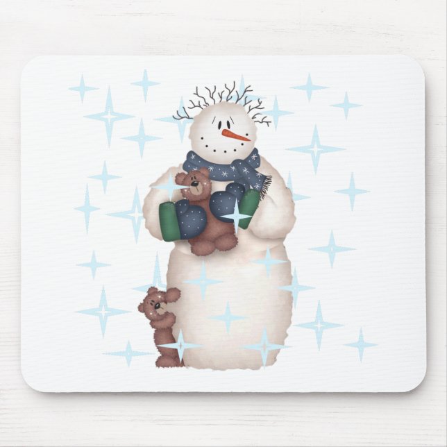 Snowman and Teddy Bears Tshirts and Gifts Mouse Pad (Front)