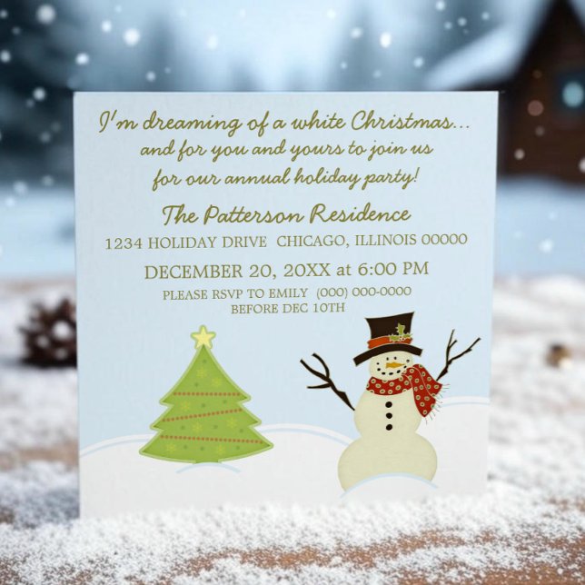 Snowman and Tree Christmas Party Invite (Snowman and Tree Christmas Party Invite)
