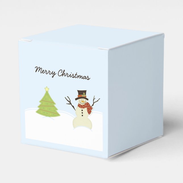 Snowman and Tree Favor Box (Front Side)