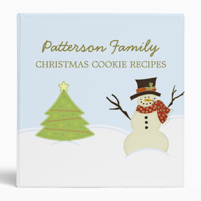 Snowman and Tree Holiday Recipe Binder (1.5 inch) (Front)
