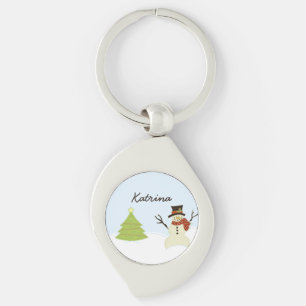 Snowman and Tree Keychain