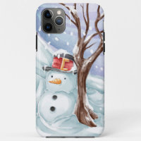Snowman And Winter Scenery