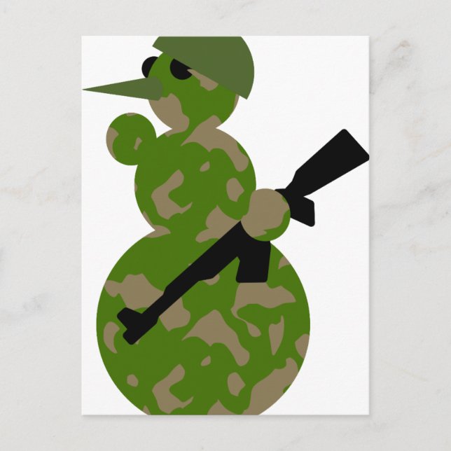snowman army christmas holiday postcard (Front)