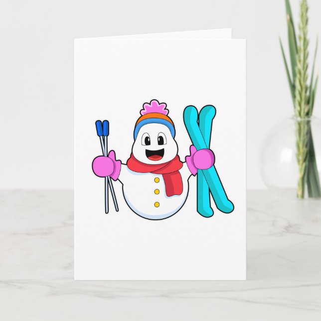 Snowman as Skier with Ski Card (Front)