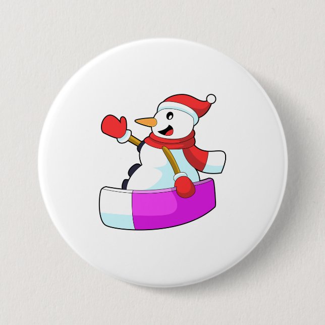 Snowman as Snowboarder with Sonowboard.PNG 3 Inch Round Button (Front)