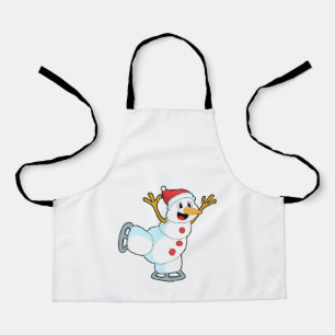 Snowman at Ice skating with Ice skates.PNG Apron