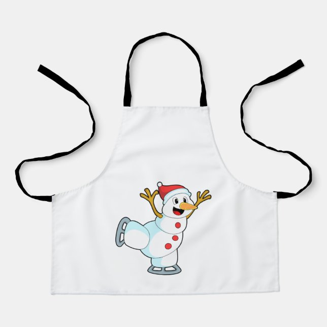 Snowman at Ice skating with Ice skates.PNG Apron (Front)
