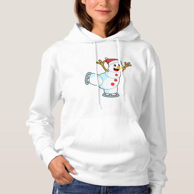 Snowman at Ice skating with Ice skates.PNG Hoodie (Front)
