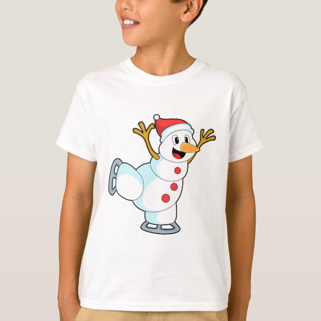 Snowman at Ice skating with Ice skates.PNG T-Shirt (Front)