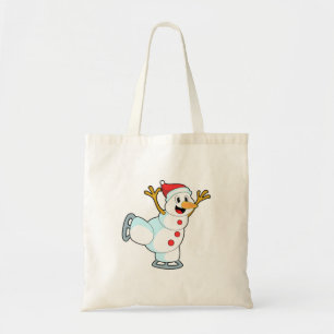 Snowman at Ice skating with Ice skates.PNG Tote Bag