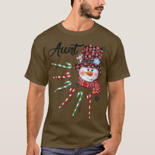 Snowman Aunt Candy Cane Red Plaid Christmas Gifts T-Shirt