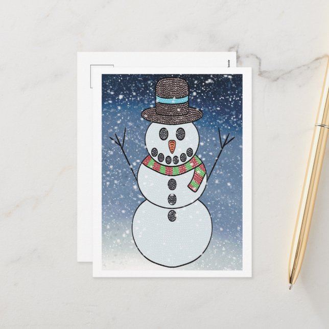 Snowman avec BG - Carte postale (Devant/Arrière en situation)