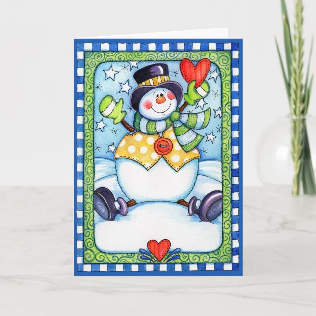 Snowman avec coeur - Carte de voeux (Devant)