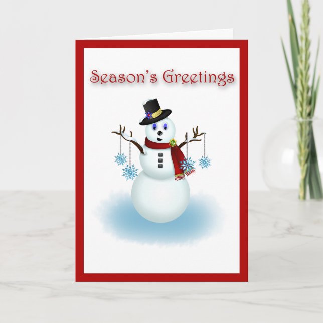 Snowman avec des snowflèches Carte de Noël (Devant)