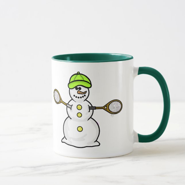 Snowman avec raquettes de tennis Mug de Noël (Droite)