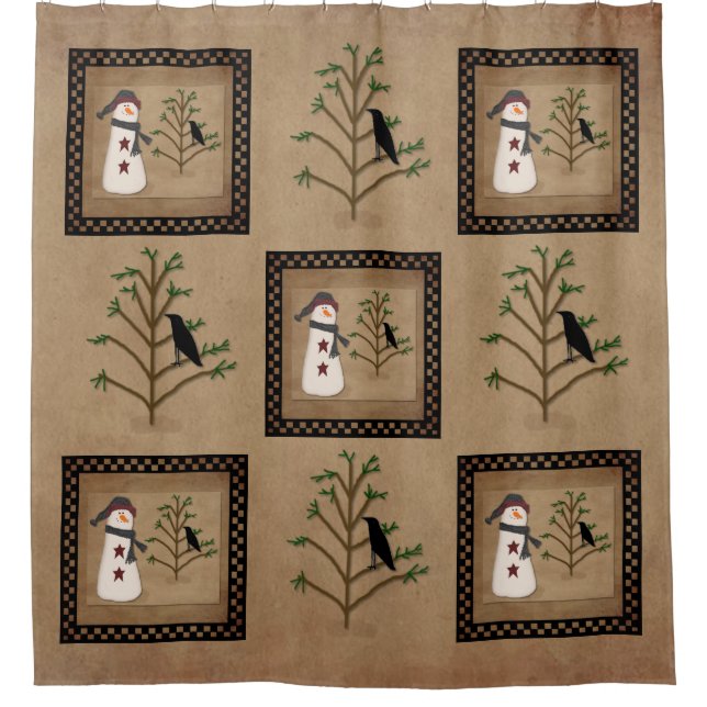 Snowman Avec Rideau De Douche D'Arbre (Devant)