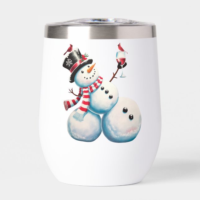 Snowman Avec Vin Noël Drôle Noël Cadeau de Noël (Avant)
