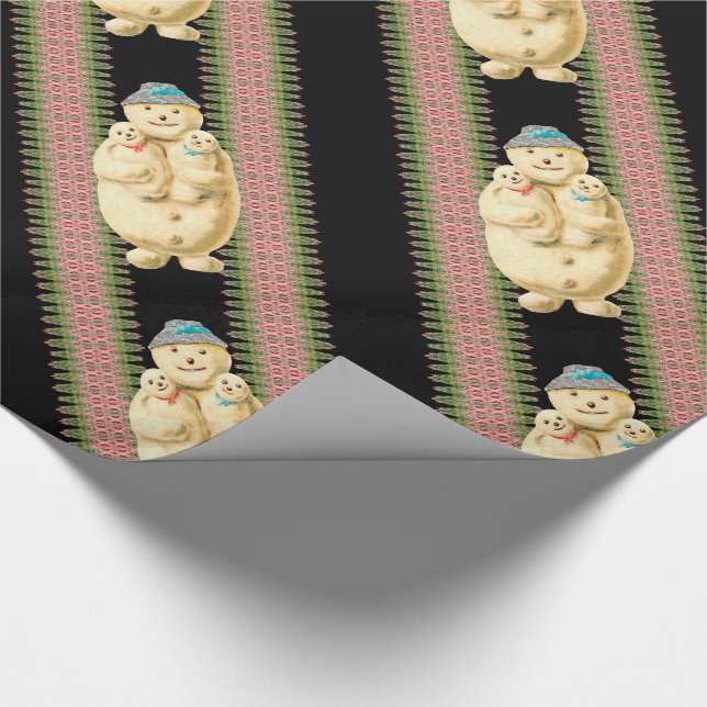 Snowman Babies Victorian Christmas Wrapping Paper (Corner)