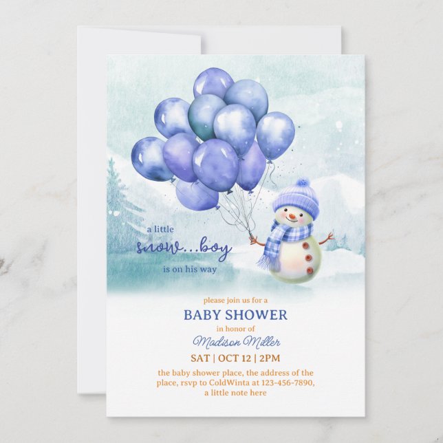 Snowman Baby Boy Baby Shower Invitation (Front)