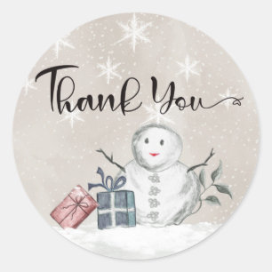 Snowman baby shower thank you classic round sticke sticker