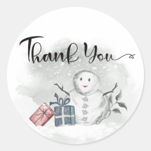 Snowman baby shower thank you classic round sticker