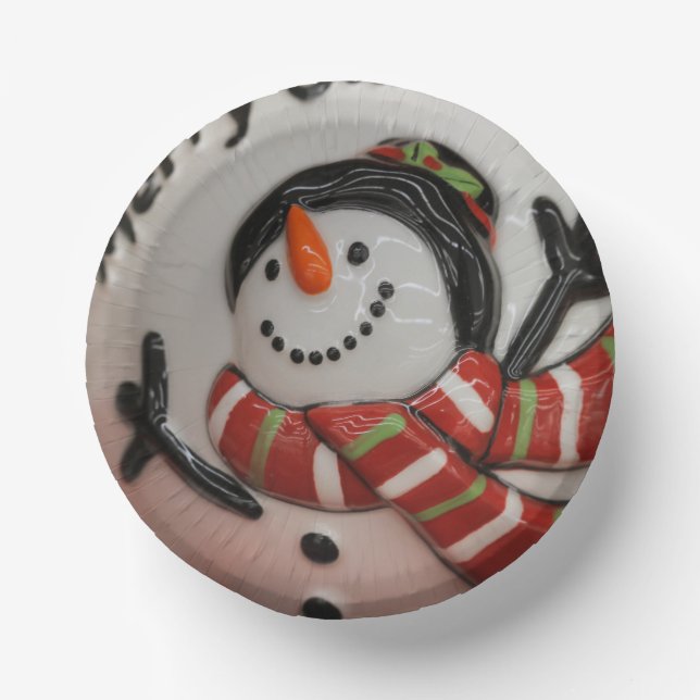 Snowman ball paper plate (Front)