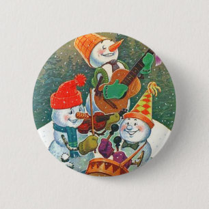 Snowman Band 2 Inch Round Button