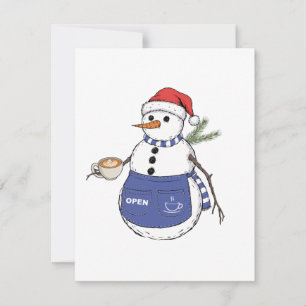 Snowman Barista Christmas 2026 Holiday Coffee Card