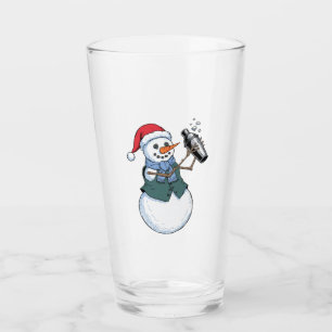 Snowman Bartender Christmas 2026 Holiday Cocktail Glass