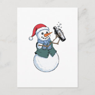 Snowman Bartender Christmas 2026 Holiday Cocktail Postcard