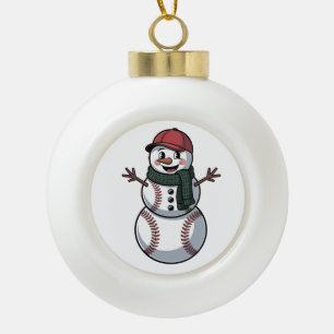 Snowman Baseball Christmas Santa Baseball Sport Ceramic Ball Christmas Ornament
