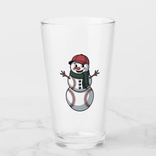 Snowman Baseball Christmas Santa Baseball Sport Glass