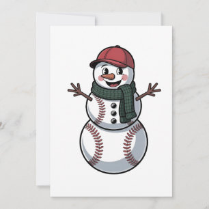 Snowman Baseball Christmas Santa Baseball Sport Invitation
