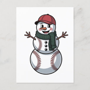 Snowman Baseball Christmas Santa Baseball Sport Invitation Postcard
