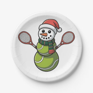 Snowman Baseball Christmas Santa Baseball Sport Paper Plate