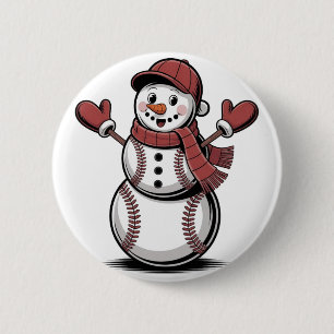 Snowman Baseball Christmas Sport Lovers 2 Inch Round Button