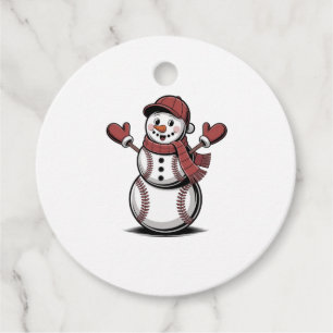 Snowman Baseball Christmas Sport Lovers Favour Tags