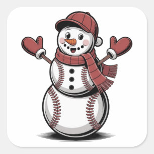 Snowman Baseball Christmas Sport Lovers  Square Sticker