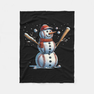 Snowman Baseball Christmas Winter Fleece Blanket
