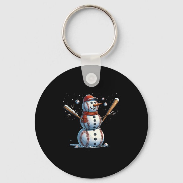 Snowman Baseball Christmas Winter  Keychain (Front)