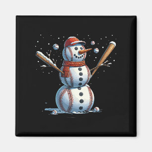 Snowman Baseball Christmas Winter Magnet